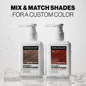 KERACOLOR styled hair lifestyle shot showing glossy brown hair and salon-quality finish benefit
