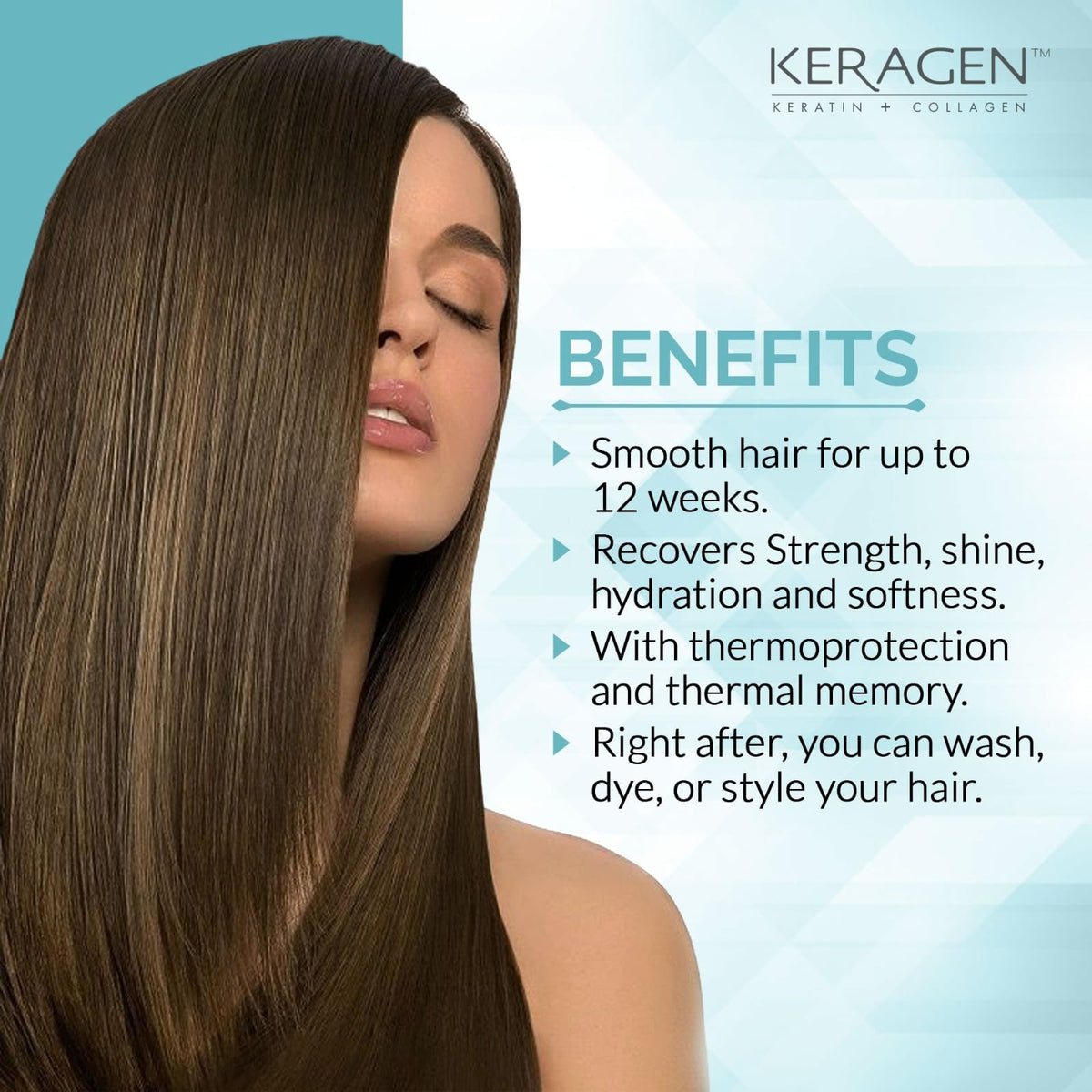 KERAGEN bottle close detail highlighting keratin and collagen infusion