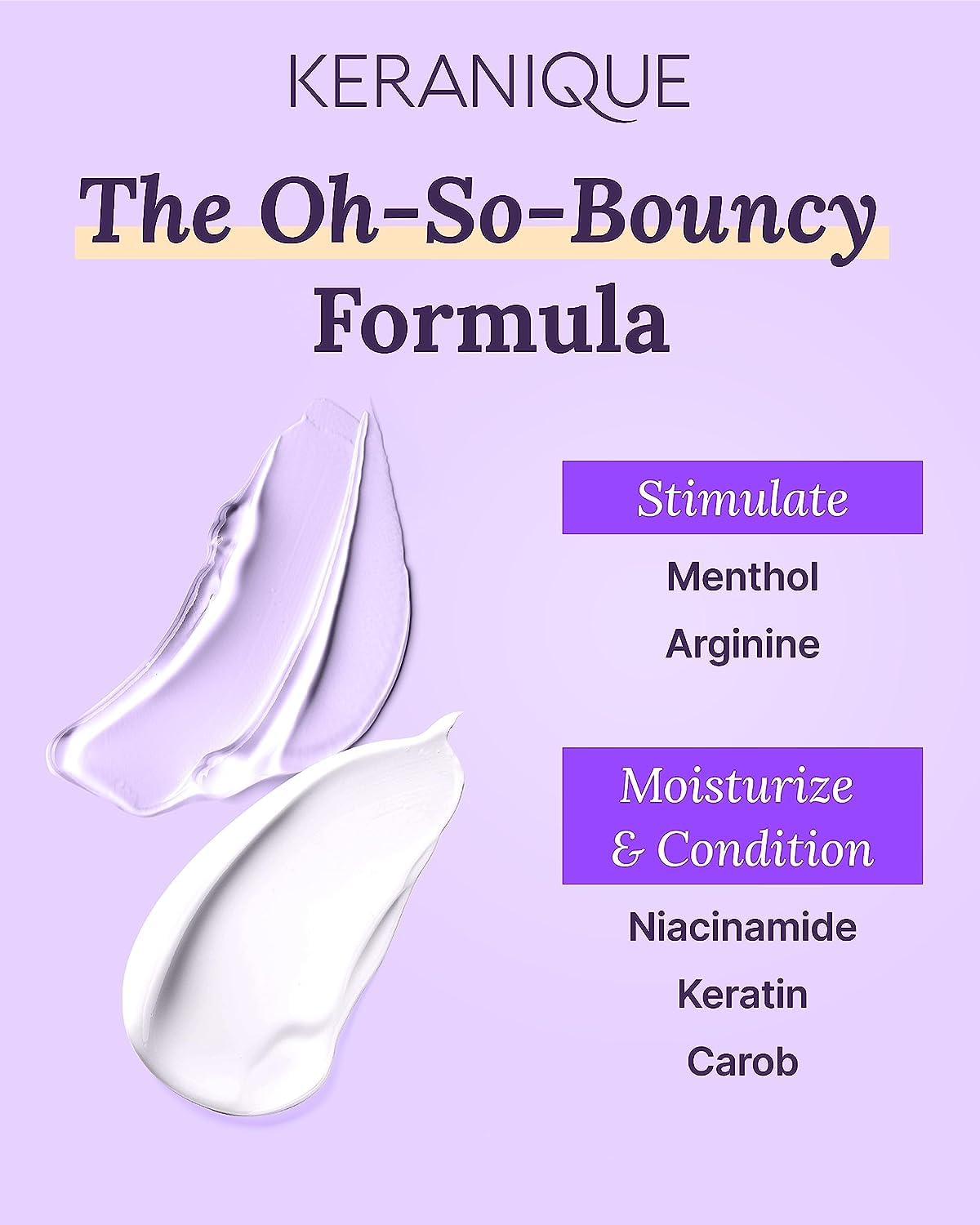 Keranique conditioner creamy texture close-up delivering lightweight hydration benefit