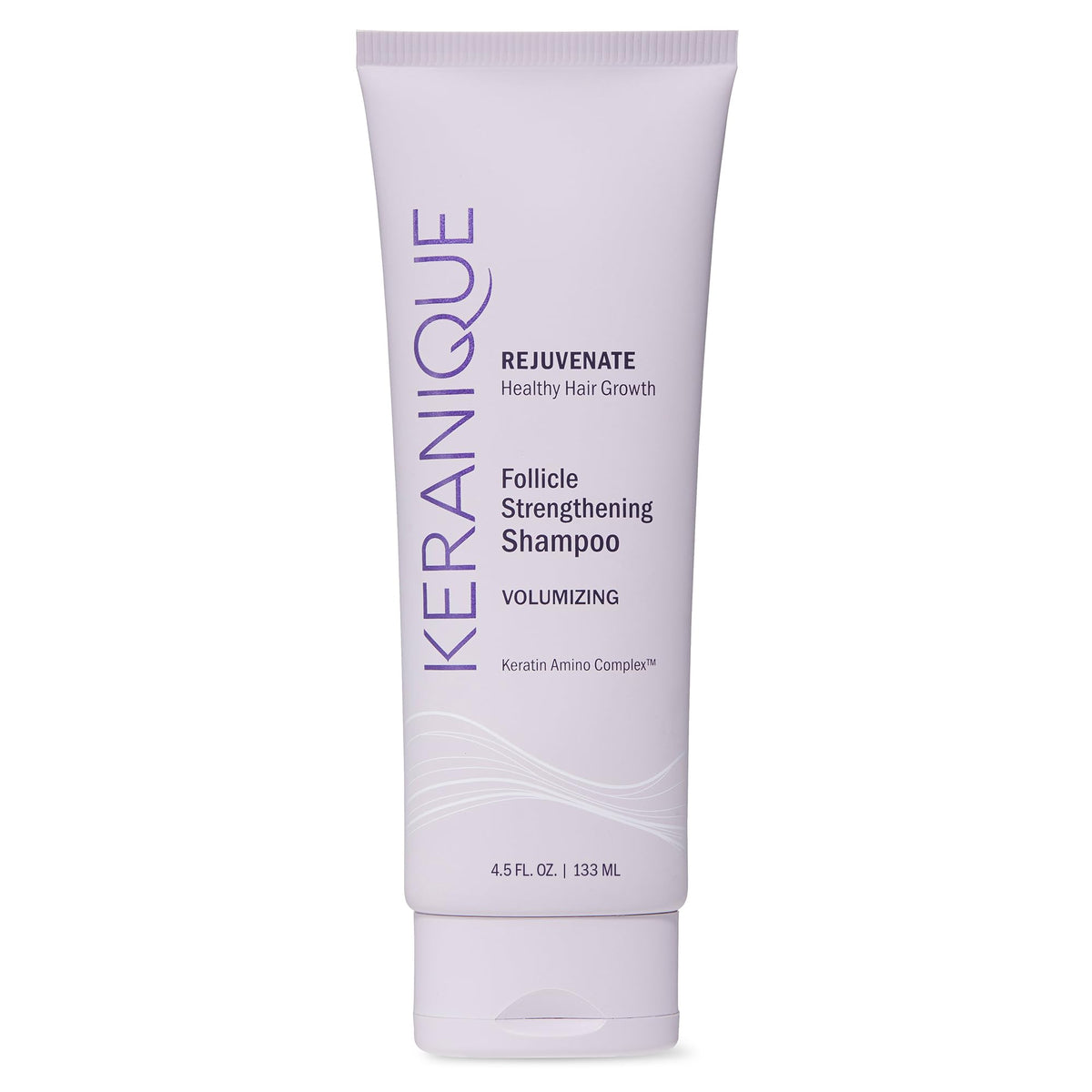 Keranique front packaging showing volumizing shampoo benefits and brand