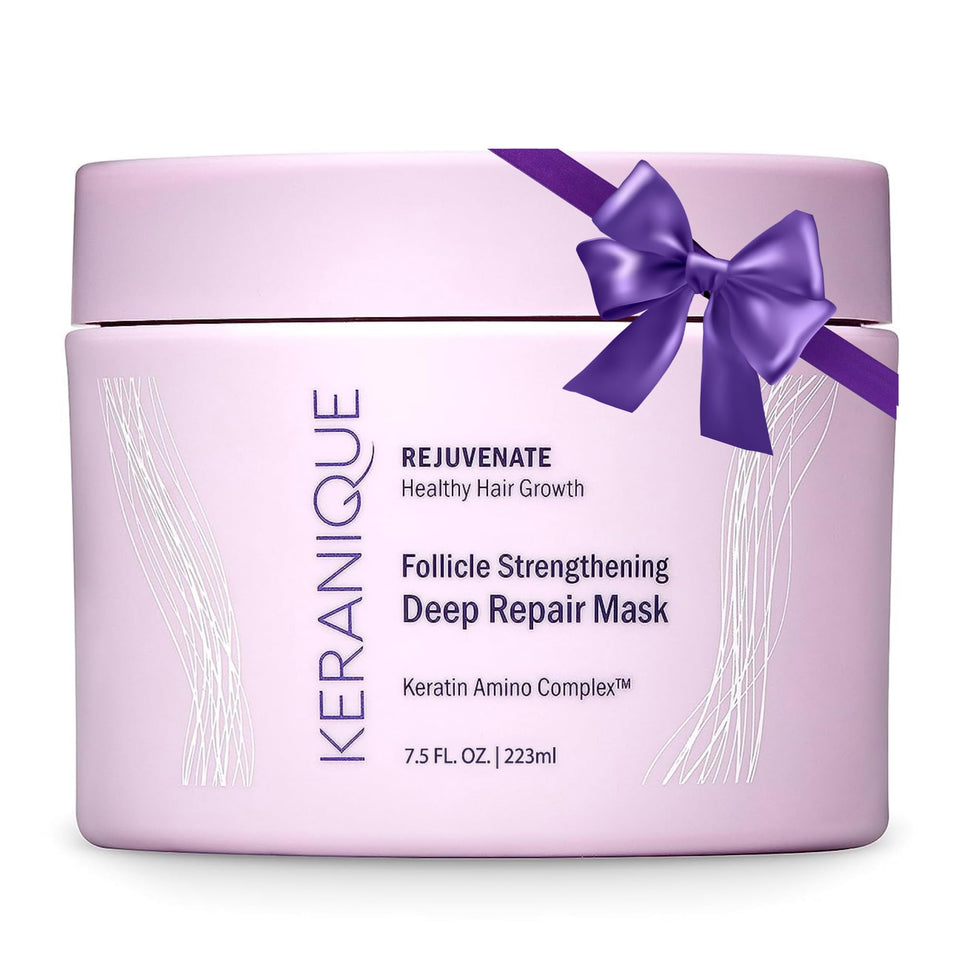 Keranique front packaging showing product and clear benefit of repair