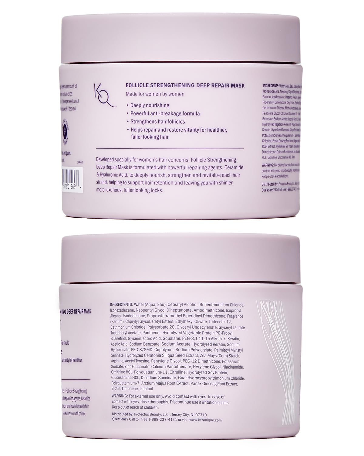 Keranique on bathroom shelf in lifestyle setting promoting self-care routine