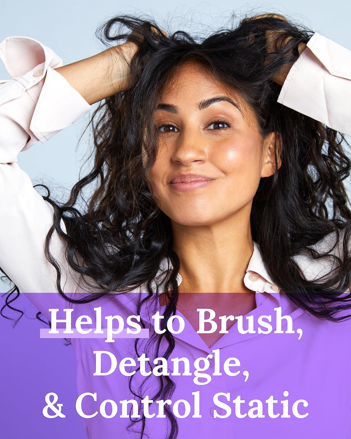 Keranique applied to scalp and ends to strengthen hair and reduce frizz
