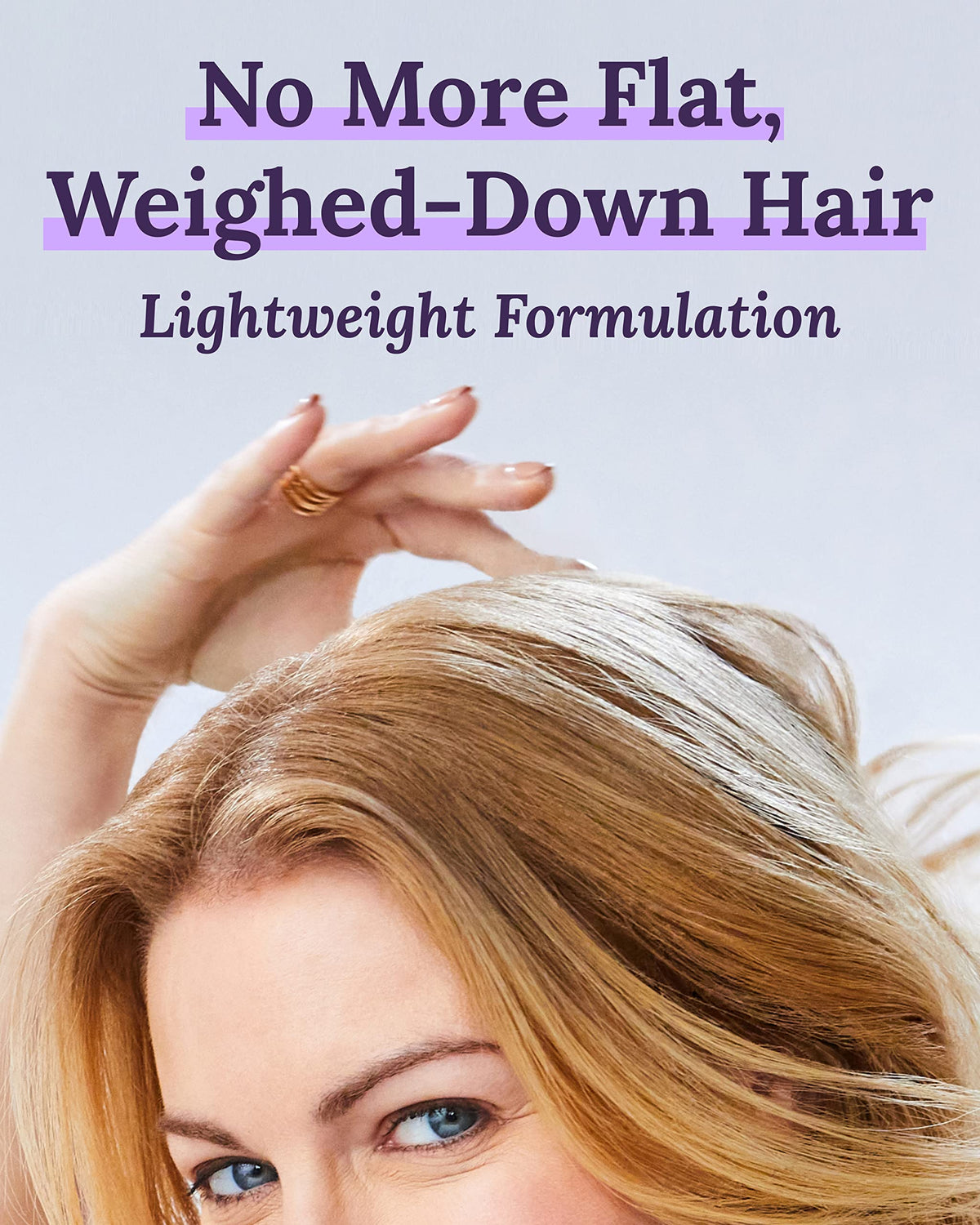 Keranique used while blow-drying to create visible root lift and volume