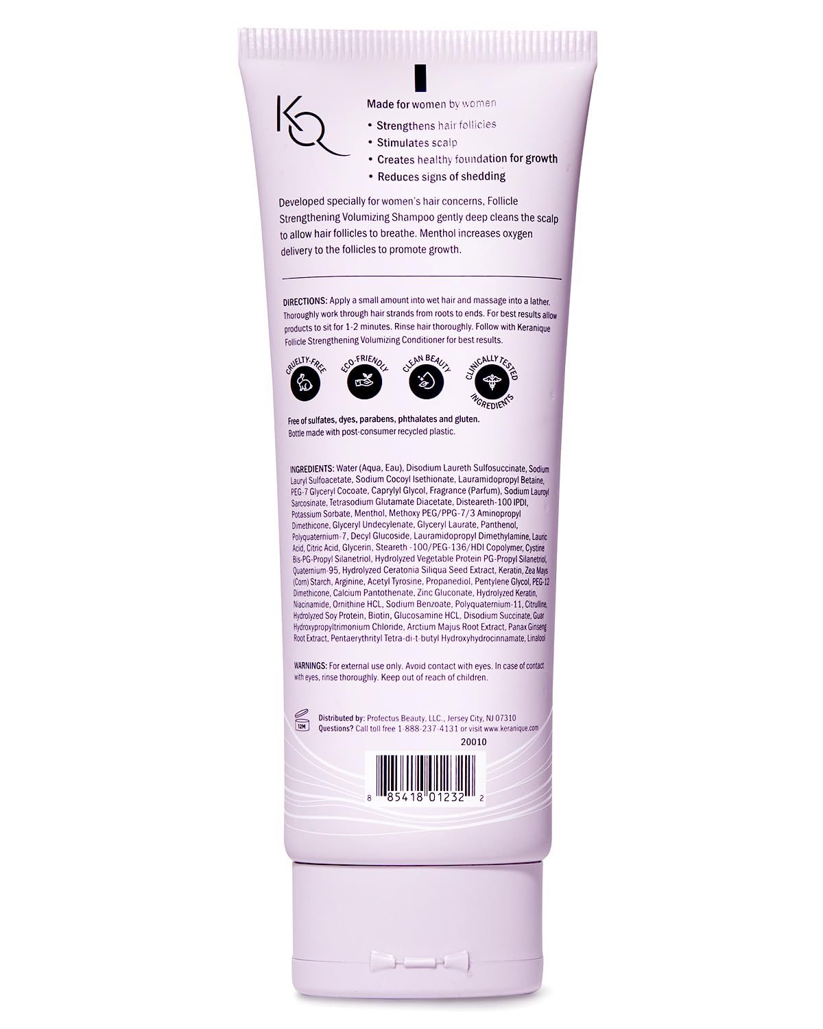 Keranique travel-friendly bottle on towel for convenient grooming benefit