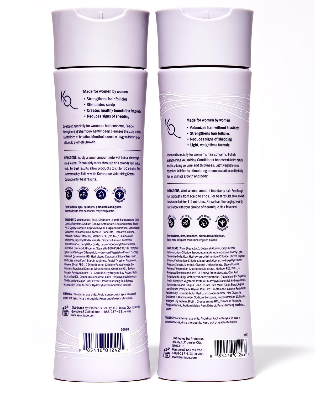 Keranique travel size and full-size bottles for at-home or on-the-go