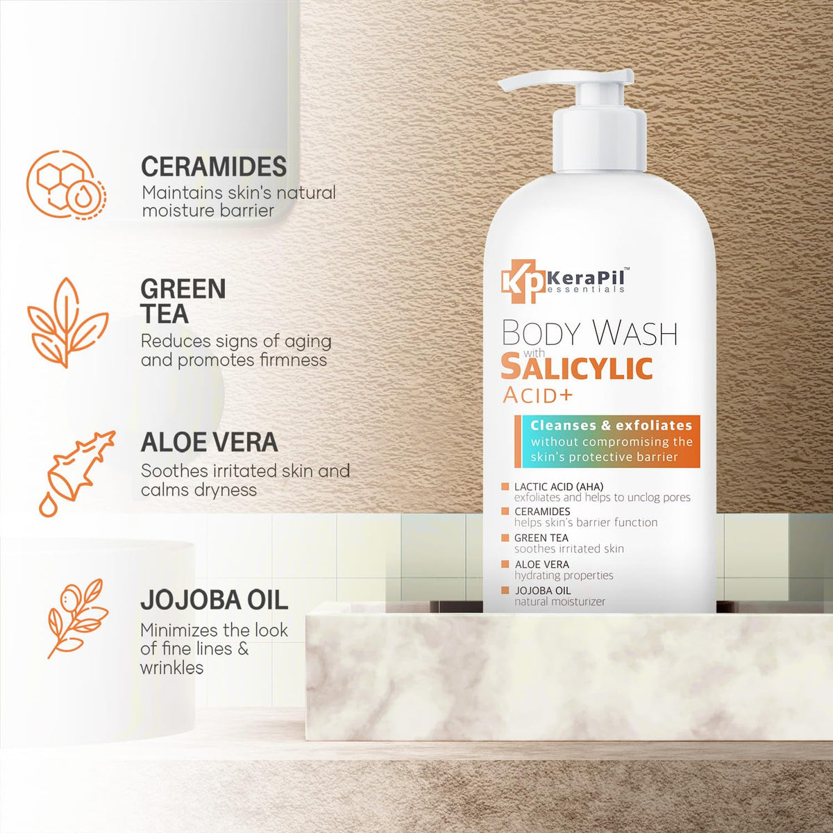 KERAPIL foam texture close-up demonstrating gentle lather that exfoliates effectively