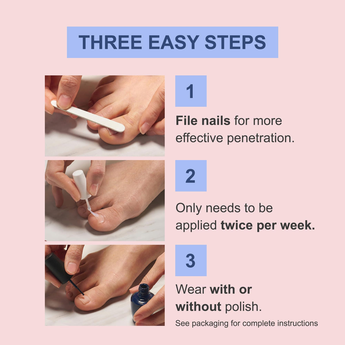 Kerasal applying treatment to nail demonstrating easy twice-weekly use and neat results