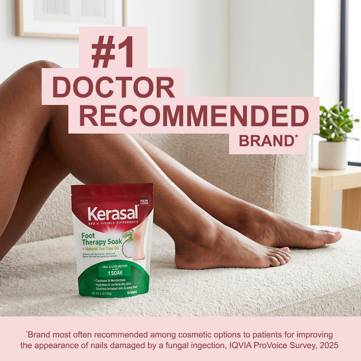 Ingredient panel on Kerasal label highlighting tea tree oil