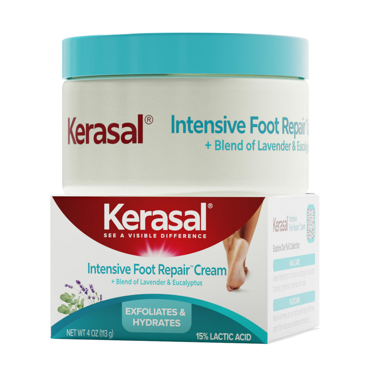 Kerasal jar front view showing product and calming lavender scent benefit