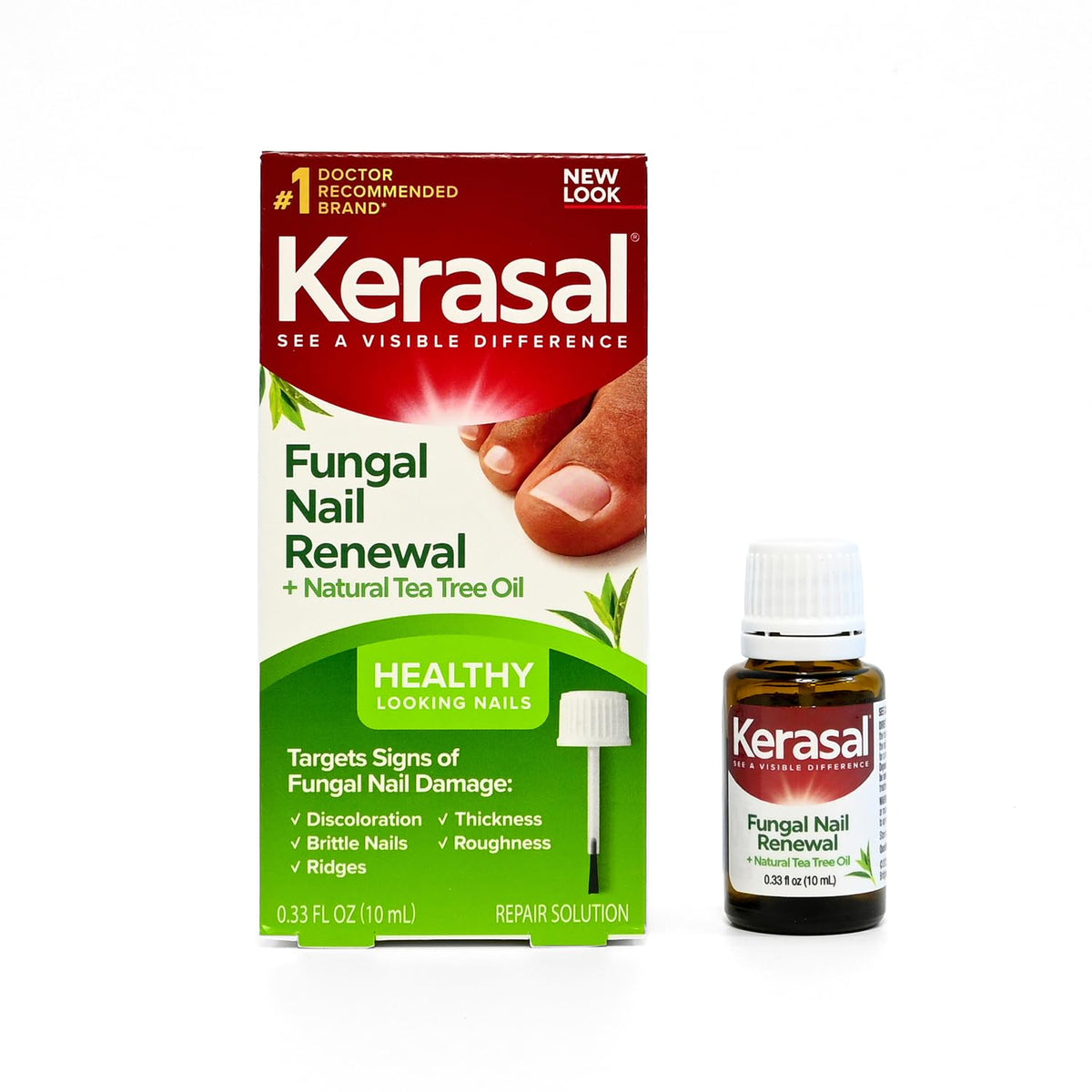 Kerasal front packaging showing clear nail repair bottle and benefits