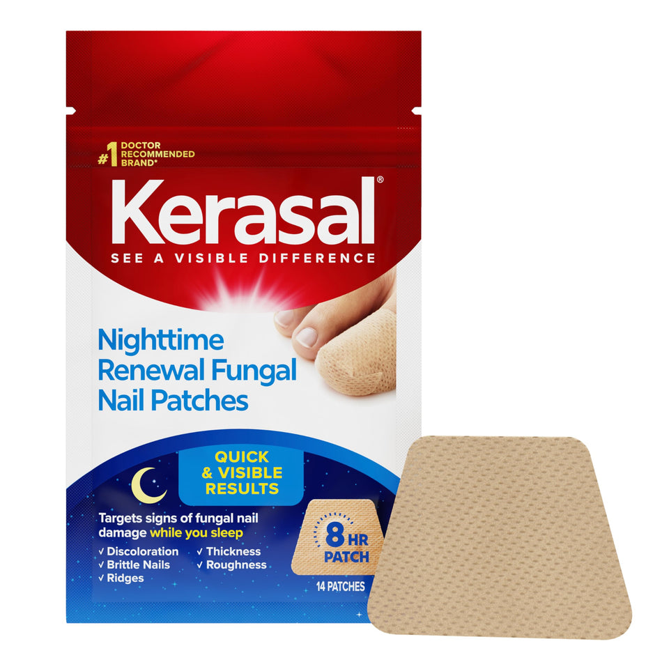 Kerasal front packaging showing 14 patches for overnight nail renewal and visible improvement