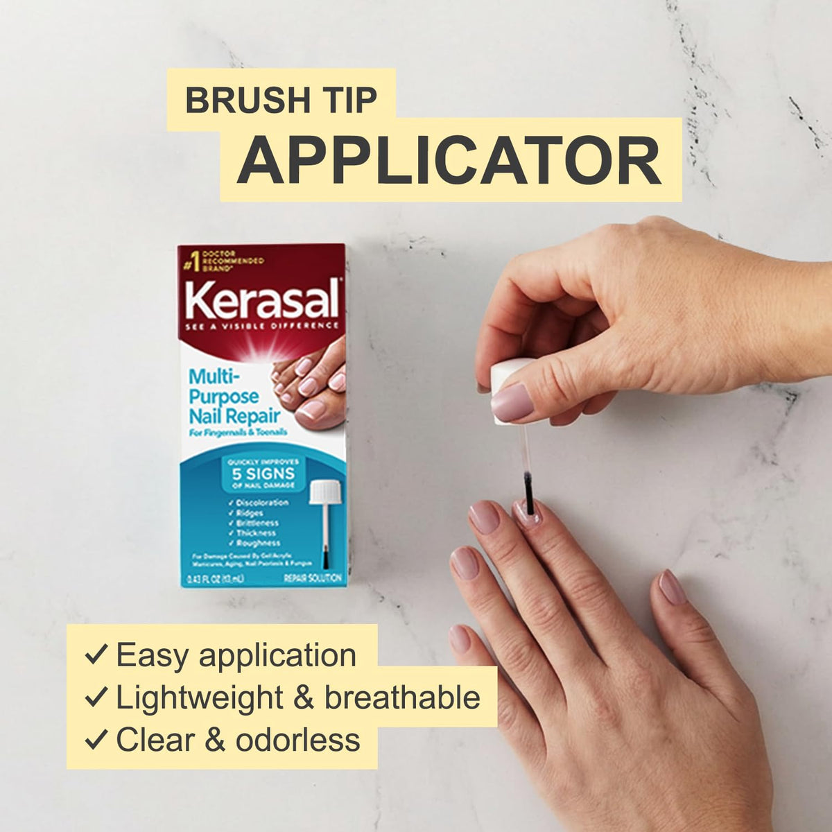 Kerasal placed on bathroom counter as part of daily routine showing convenience benefit