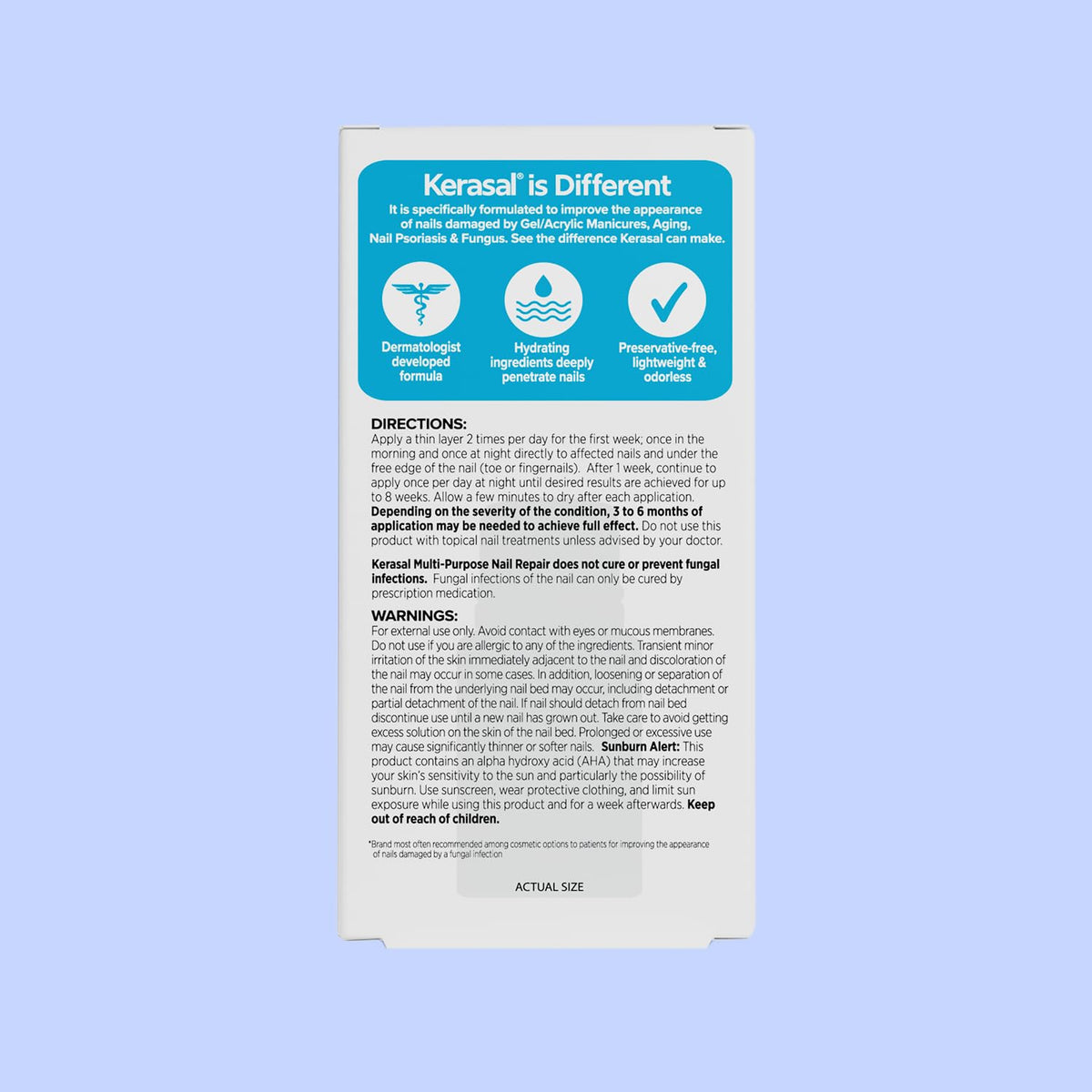 Visual of ingredient list and key actives representing Kerasal targeted formulation benefit