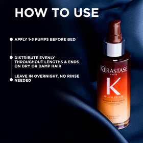 KÉRASTASE 8H serum applied to lengths and ends for overnight nourishment and detangling