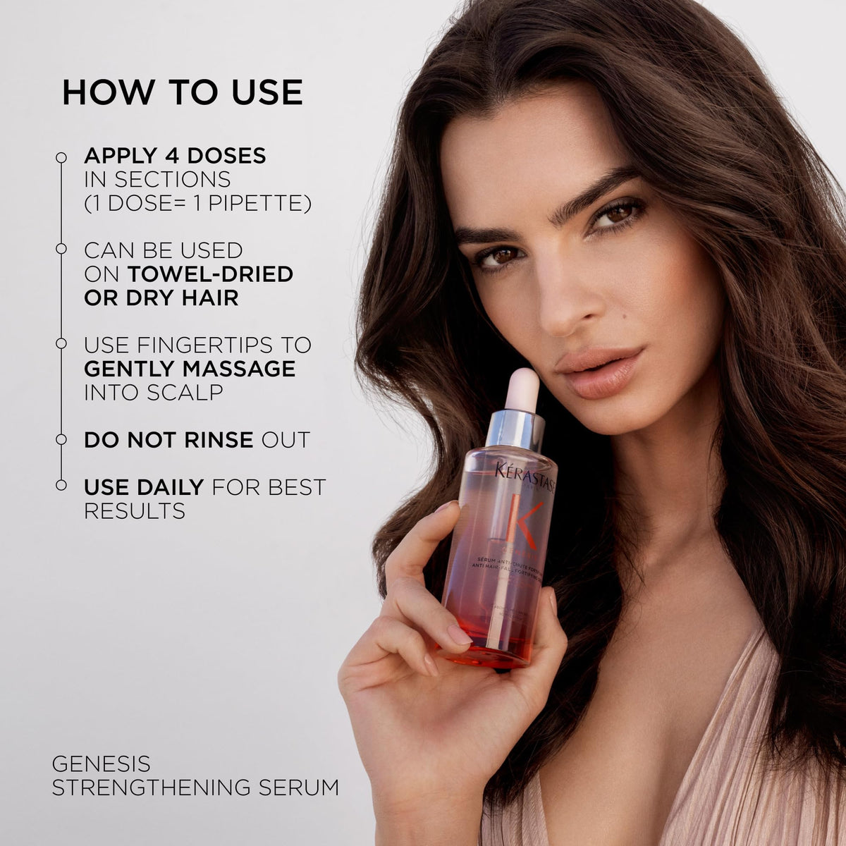 KÉRASTASE Genesis scalp application being massaged to strengthen roots effectively