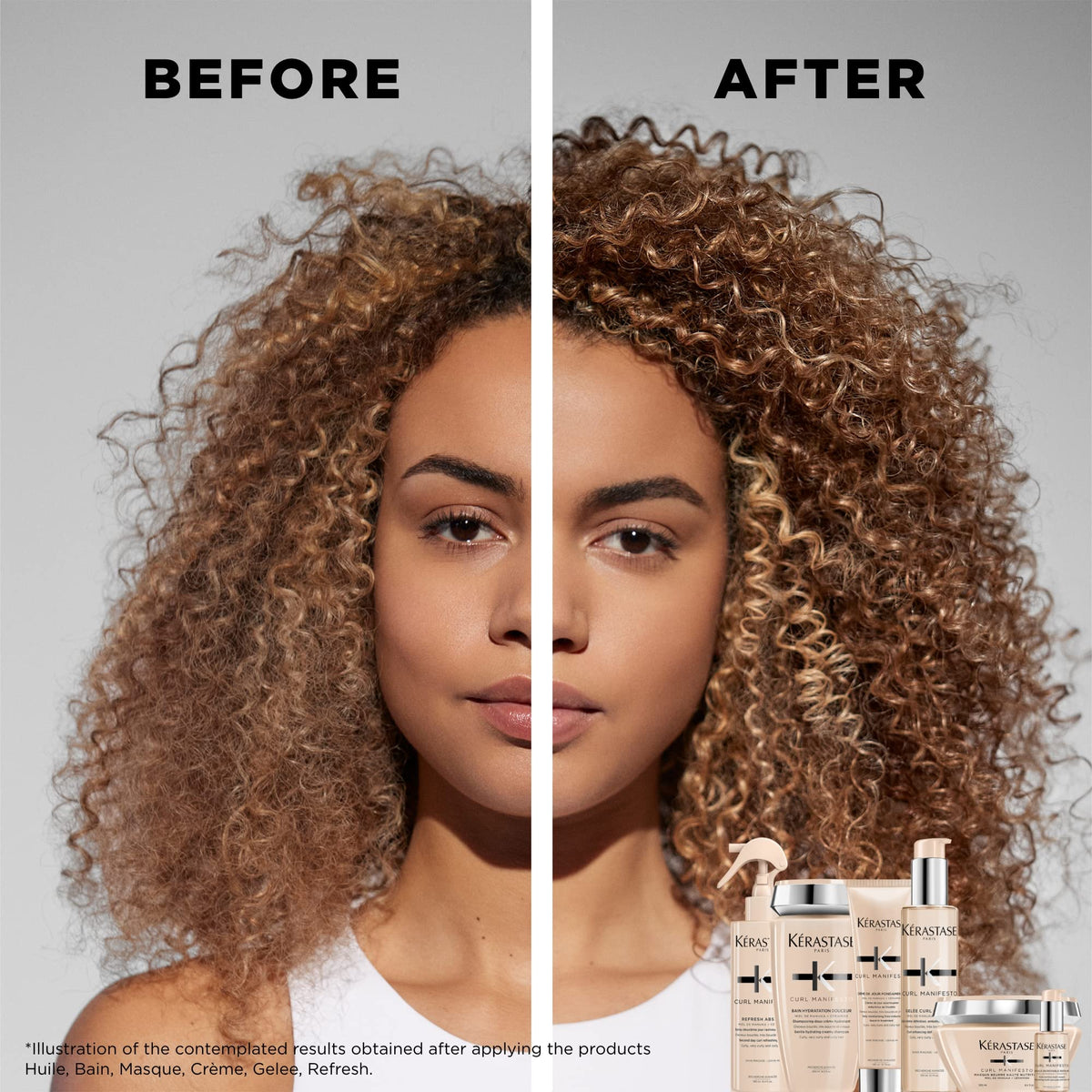 KÉRASTASE applying mask to damp curls for deep moisturization benefit