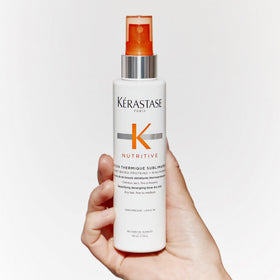KÉRASTASE before and after image showing reduced frizz and shinier results