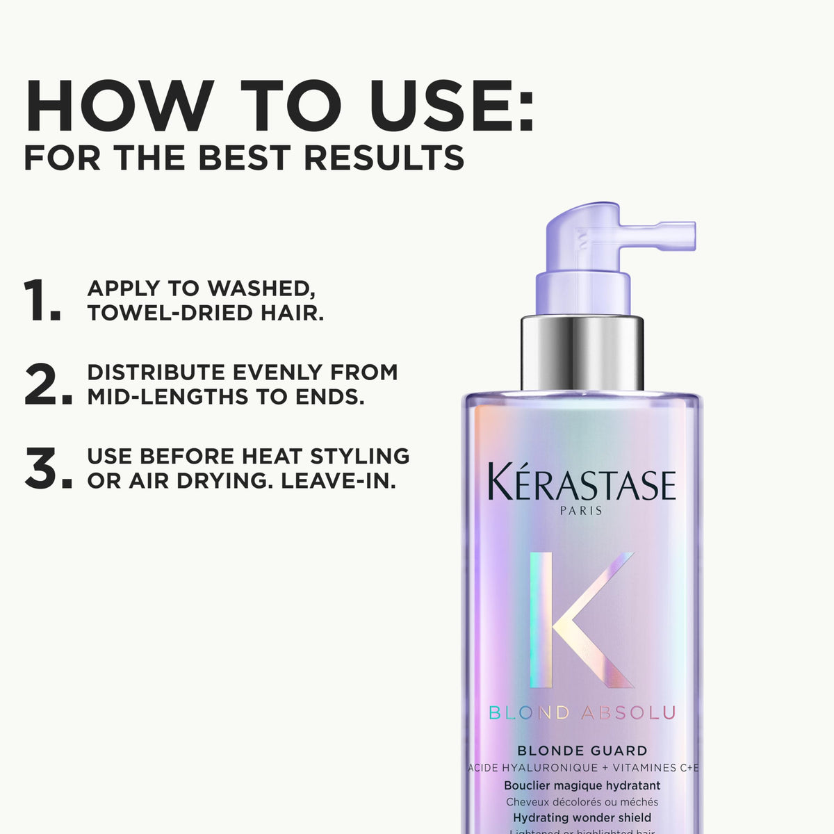 KÉRASTASE before and after brightness comparison illustrating preserved luminous blonde