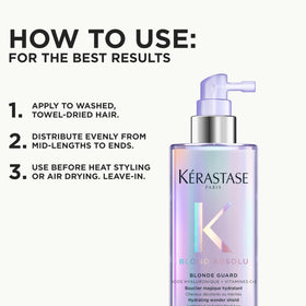 KÉRASTASE before and after brightness comparison illustrating preserved luminous blonde