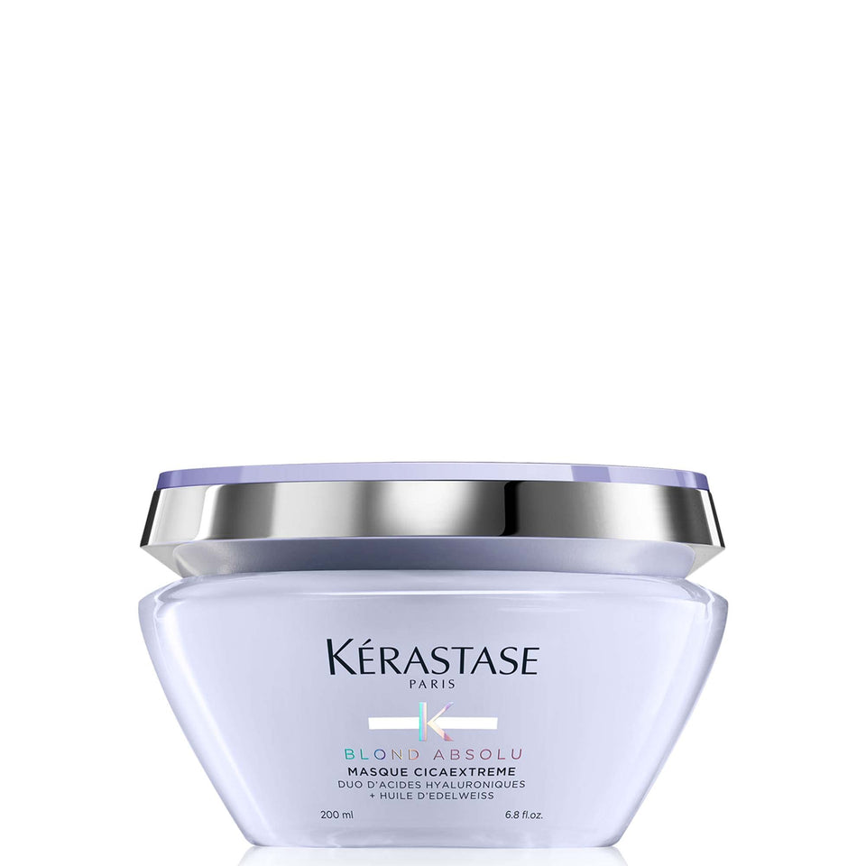 KÉRASTASE jar front view showing restorative mask for damaged blonde