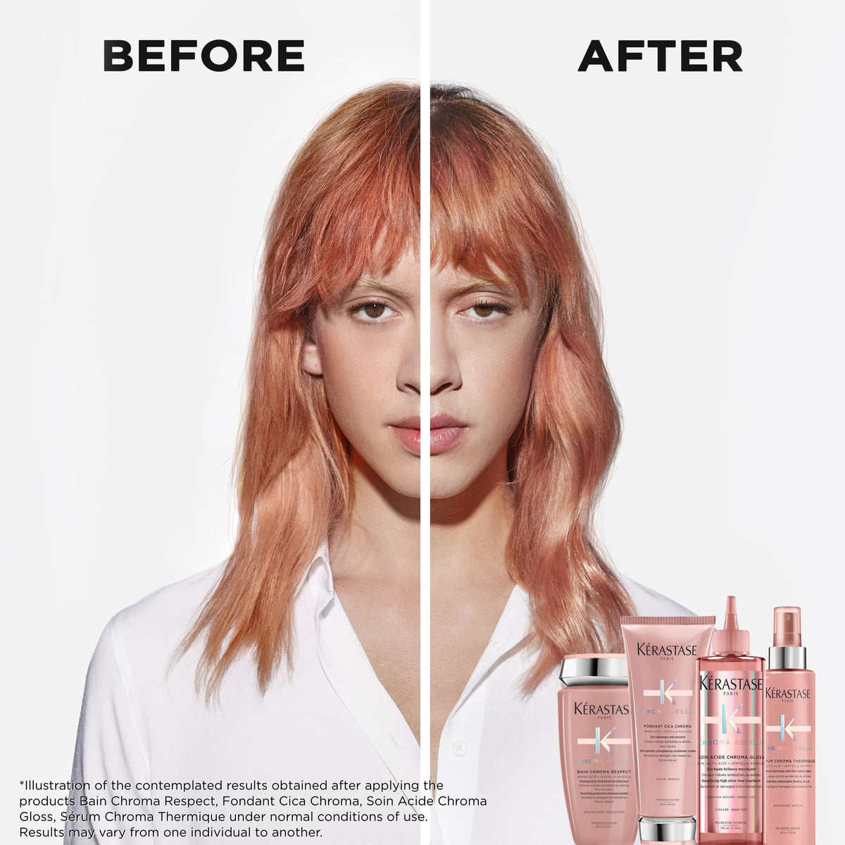 KÉRASTASE bottle on bathroom shelf in styled setting conveying salon-quality home care benefit