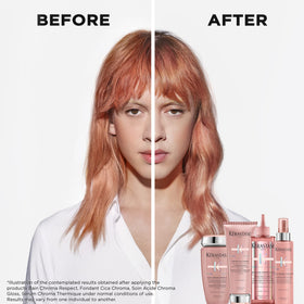 KÉRASTASE bottle on bathroom shelf in styled setting conveying salon-quality home care benefit