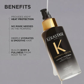 KÉRASTASE Chronologiste applied to hair mid-lengths showcasing overnight smoothing