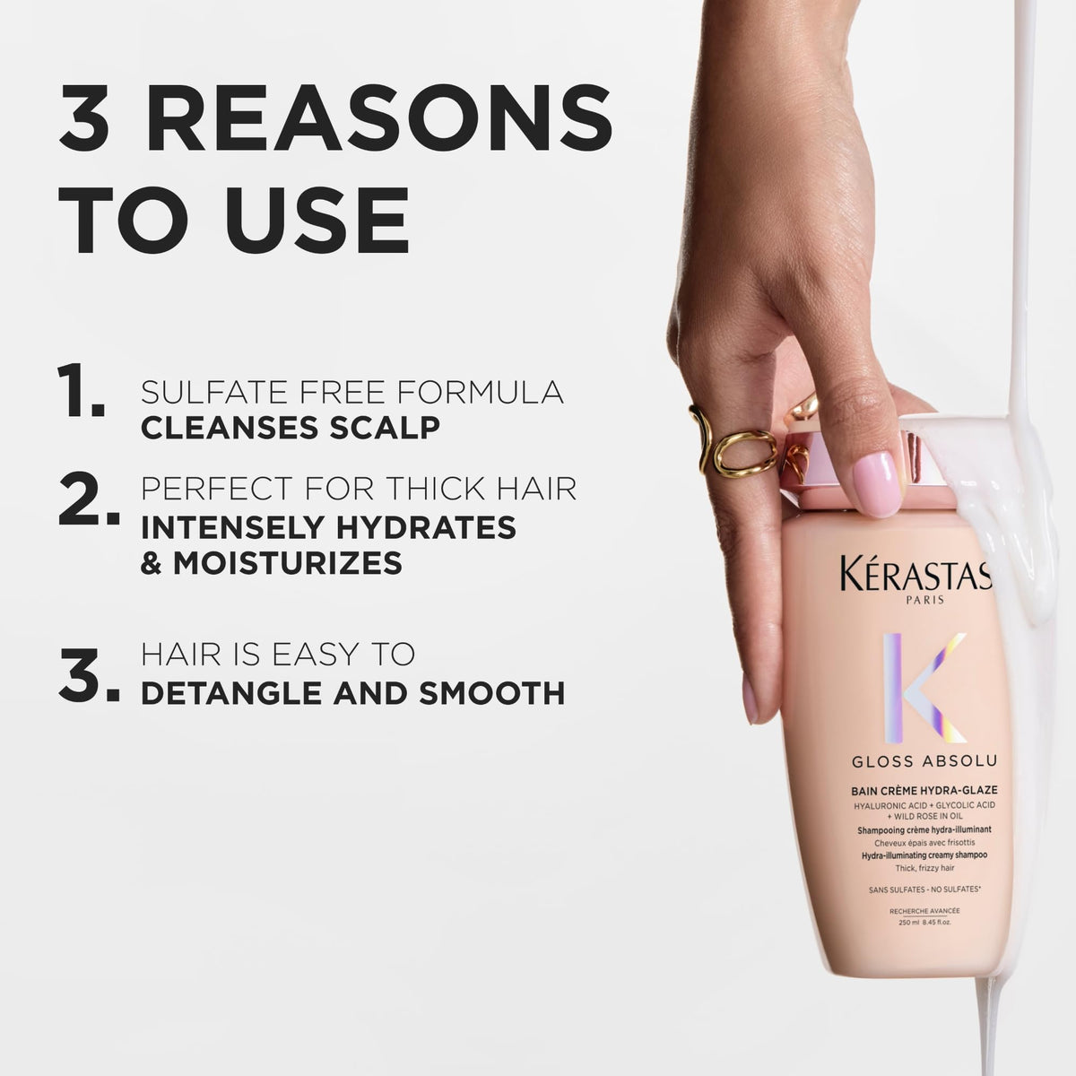 KÉRASTASE creamy lather texture demonstrating rich hydration