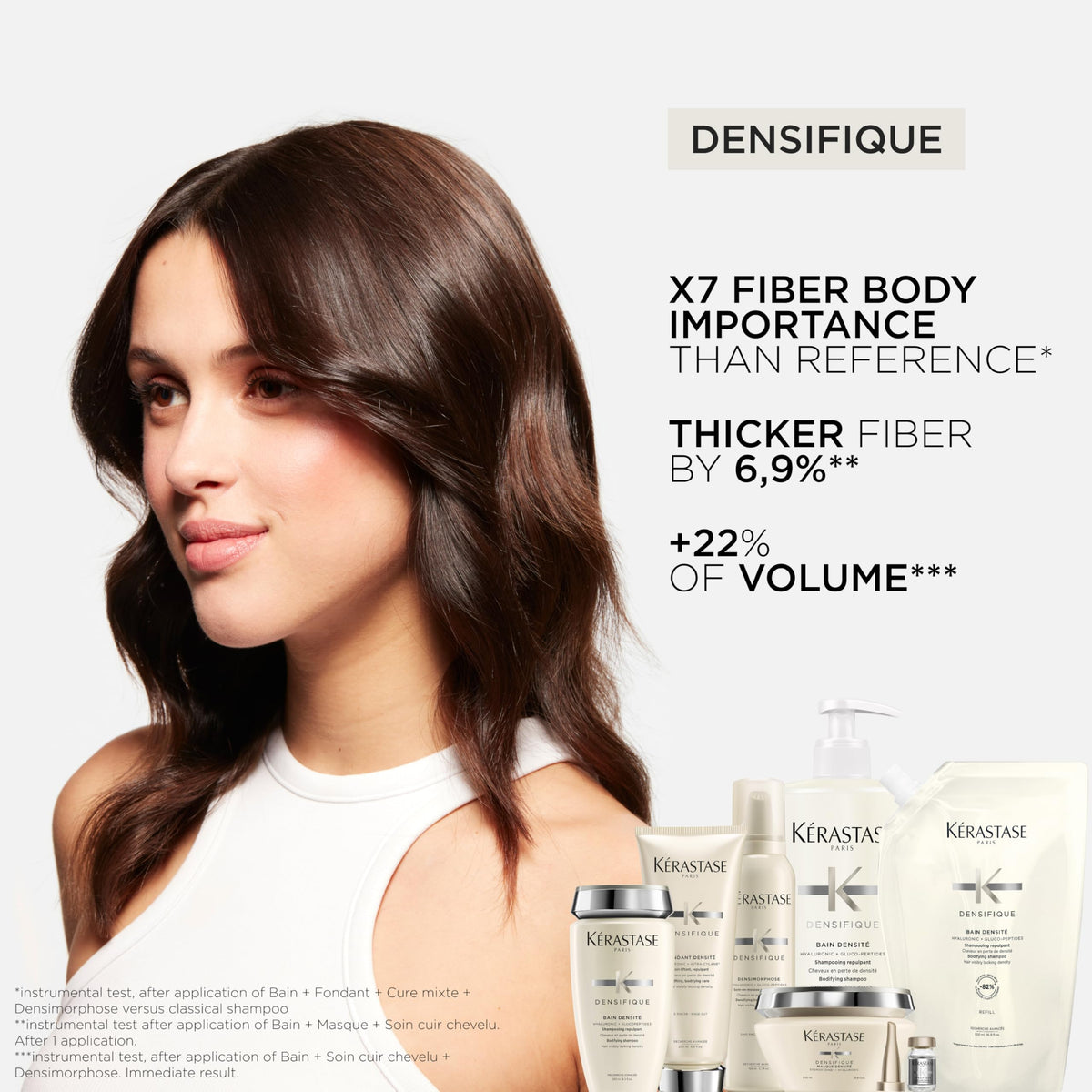 KÉRASTASE before and after hair showing fuller, shinier strands