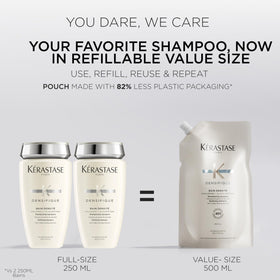 KÉRASTASE recycled packaging graphic showing reduced-plastic environmental gain