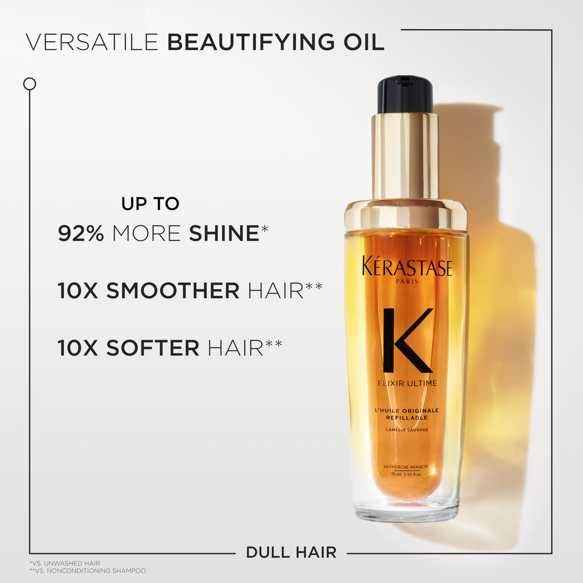 KÉRASTASE refill pouch emphasizing eco-friendly 95% recycled plastic materials