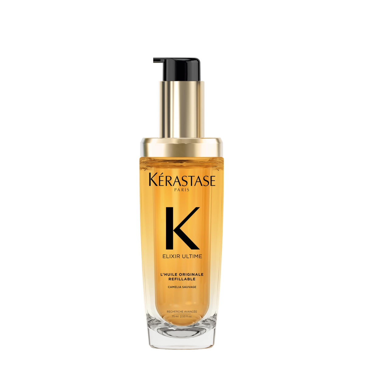 KÉRASTASE front bottle view showing luxurious finish and easy dispensing benefit