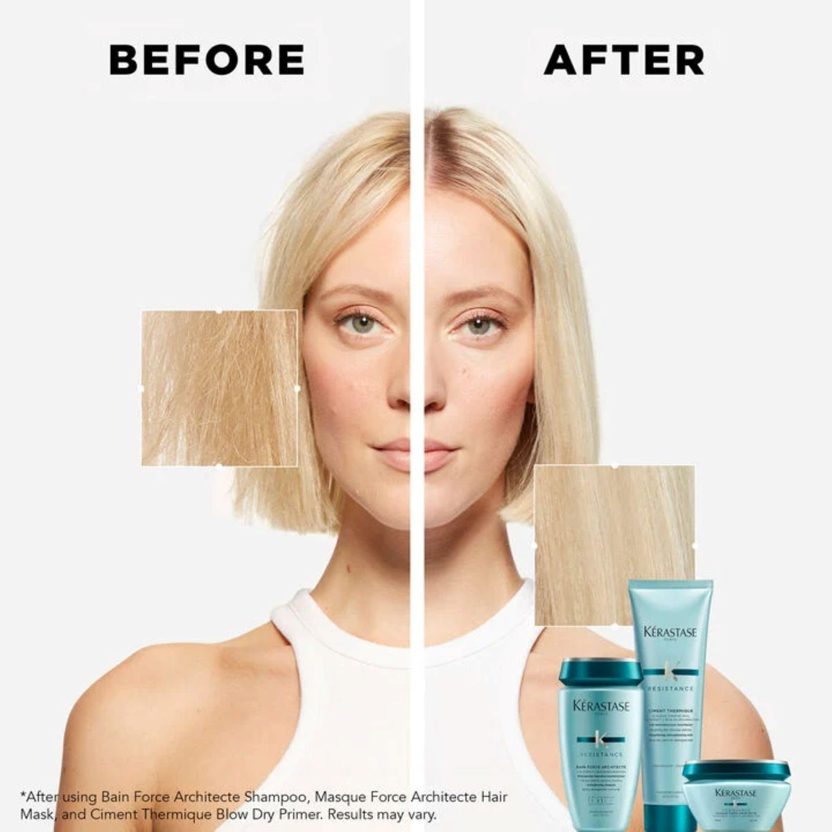 KÉRASTASE label close-up highlighting Vita-Ciment® Complex and product benefits