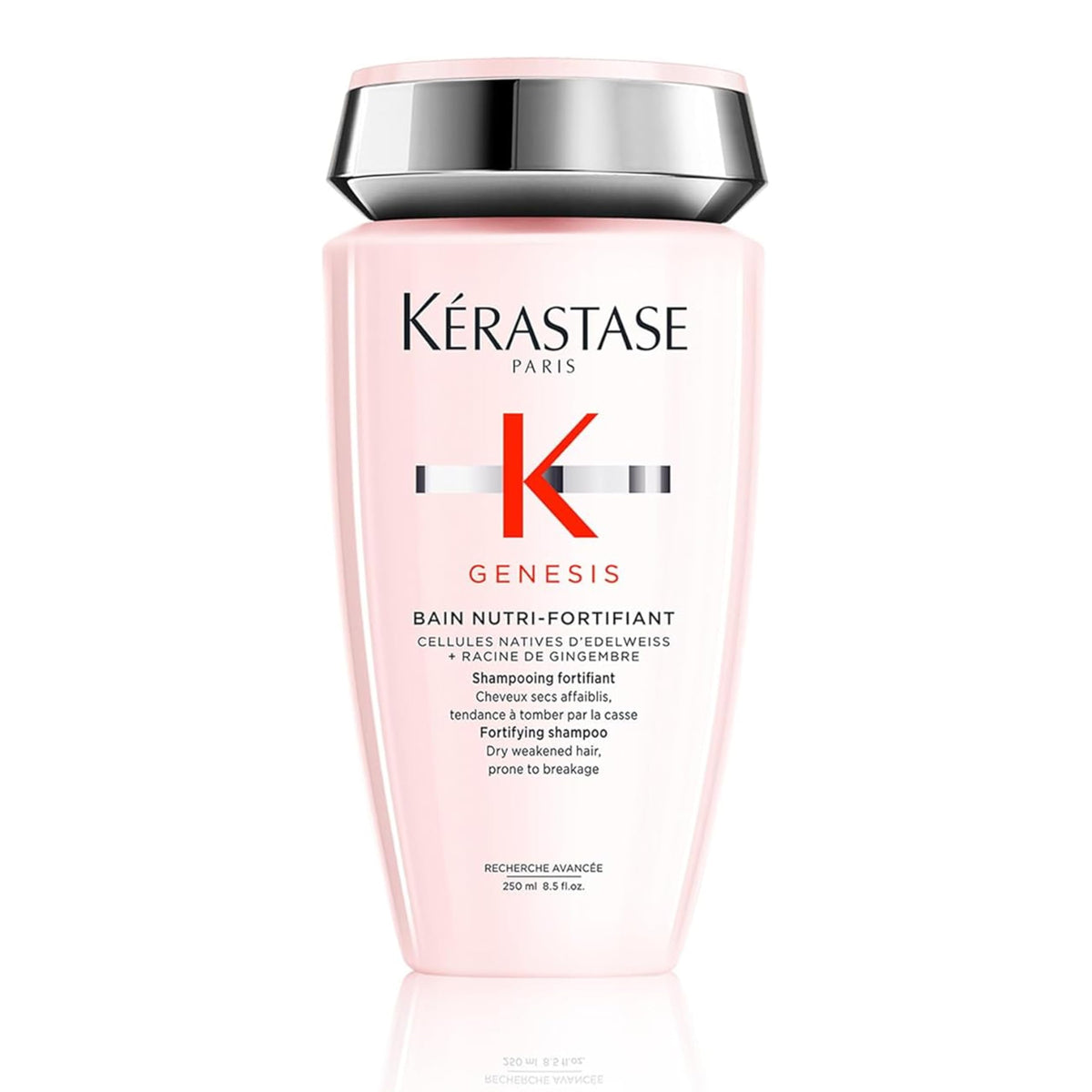 KÉRASTASE bottle front view showing sleek packaging and salon-quality benefit