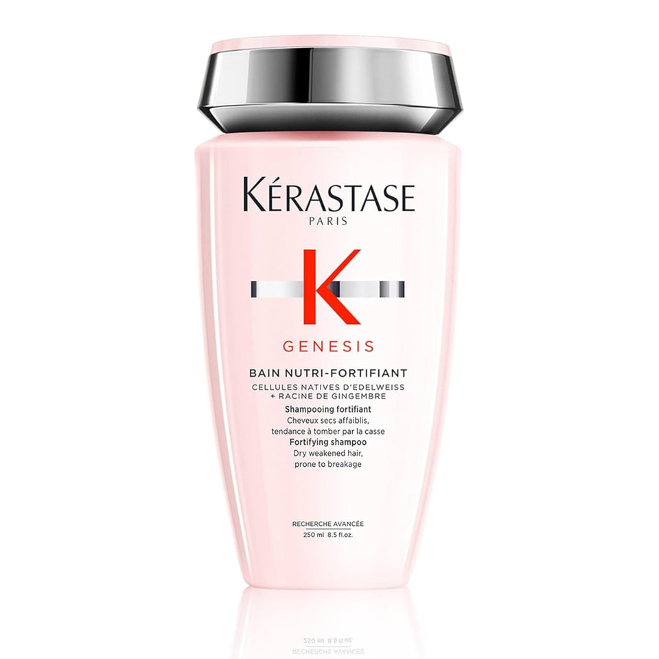 KÉRASTASE bottle front view showing sleek packaging and salon-quality benefit