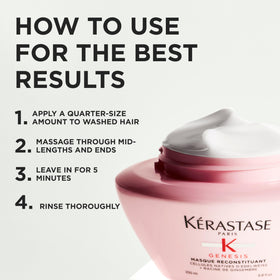 KÉRASTASE mask in shower scene showing post-shampoo treatment benefit