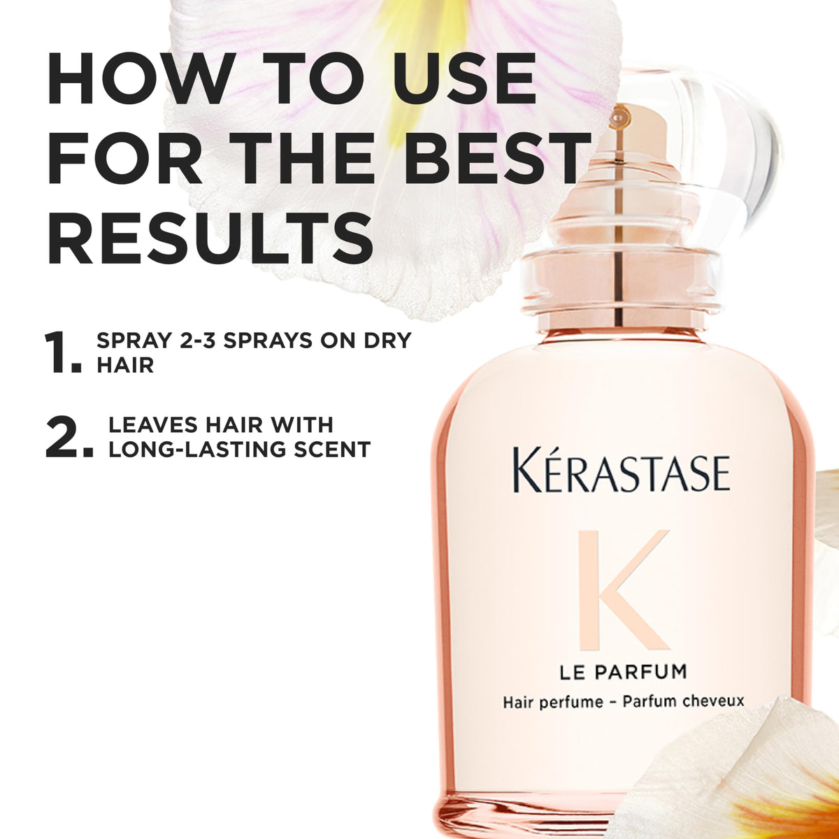 KÉRASTASE bottle with closed cap beside ruler showing compact 1.7 oz scale