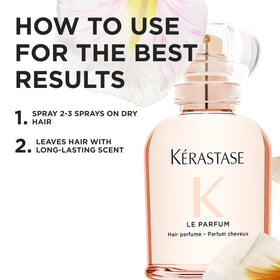 KÉRASTASE bottle with closed cap beside ruler showing compact 1.7 oz scale