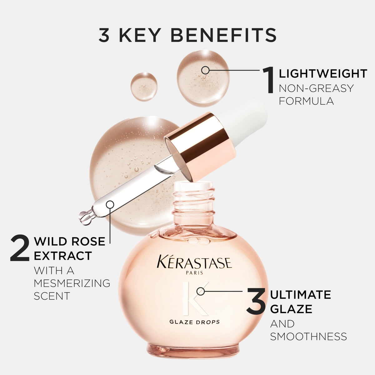 KÉRASTASE before and after hair lengths comparison showing smoother glossy benefit