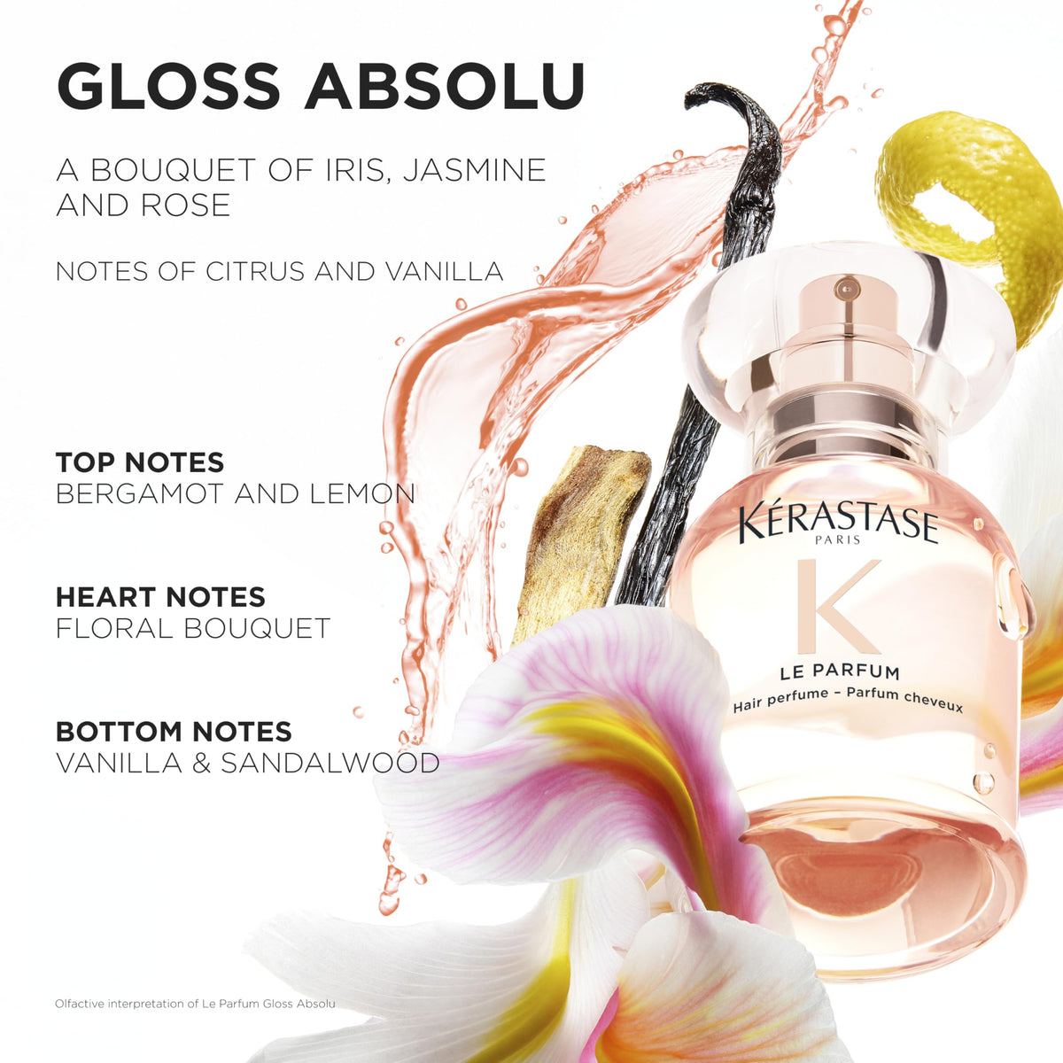 KÉRASTASE misting into hair showing even fragrance distribution and softening effect