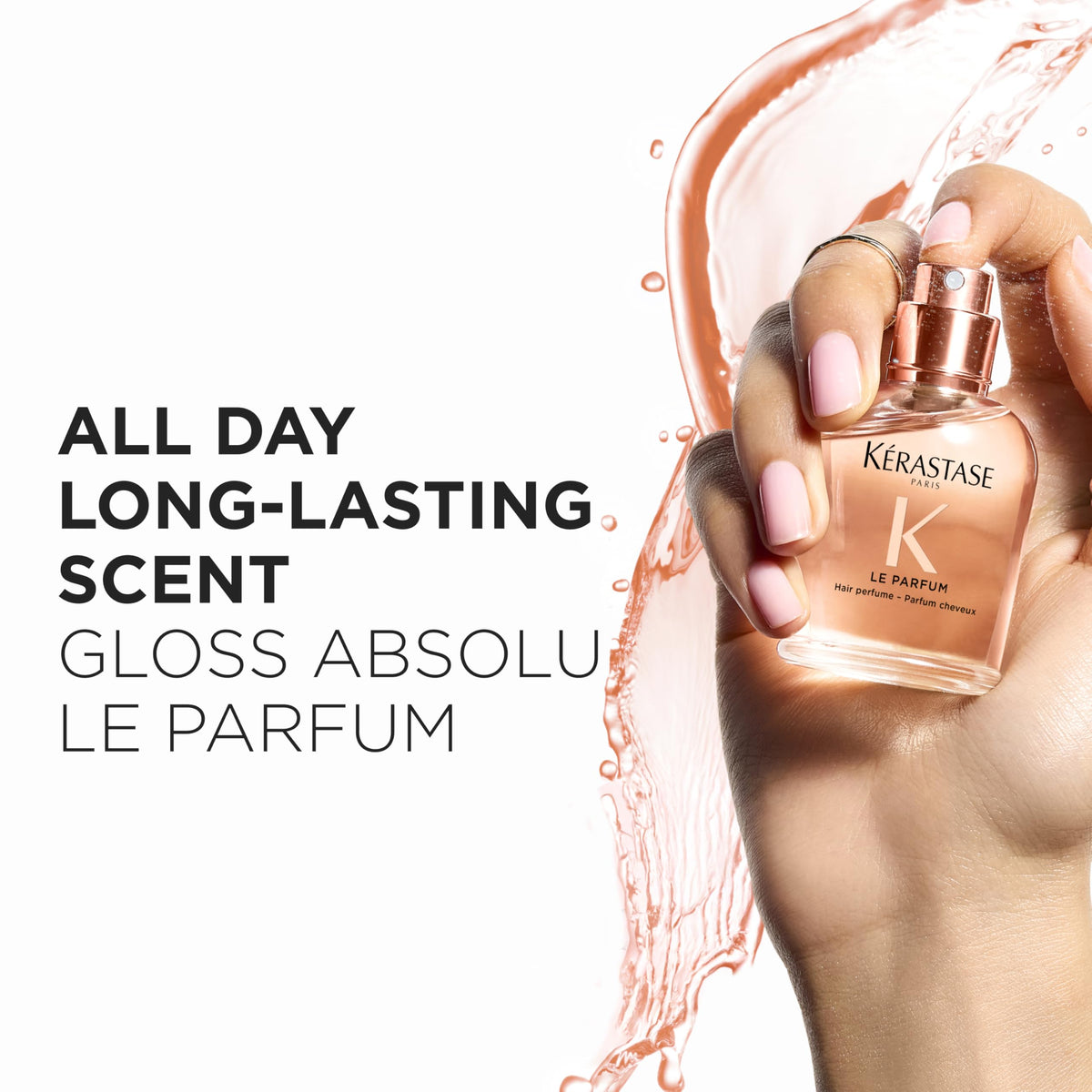 KÉRASTASE mist droplets close-up illustrating fine lightweight texture and non-greasy feel