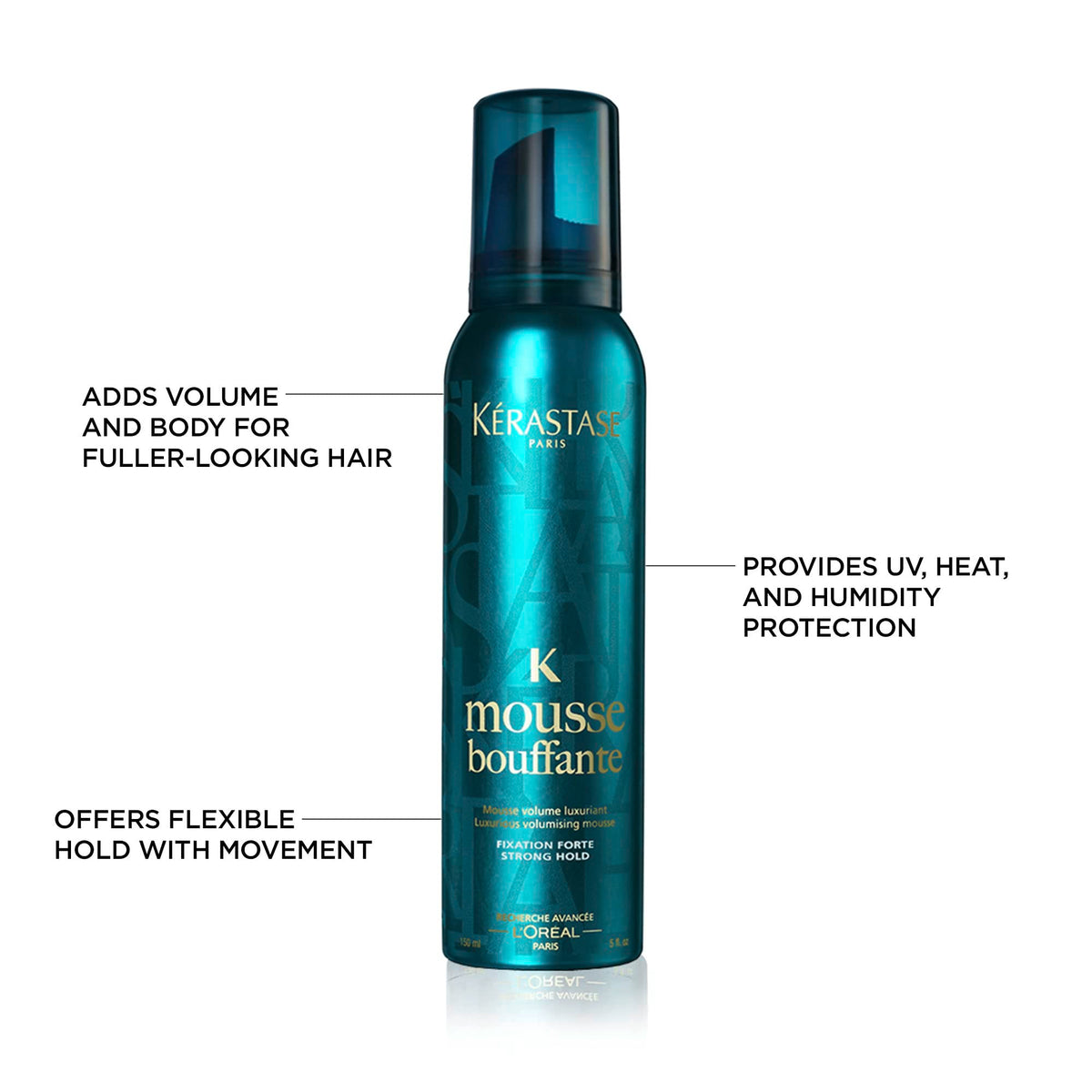 KÉRASTASE mousse in use during blow-dry for lifted, protected hair