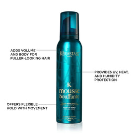 KÉRASTASE mousse in use during blow-dry for lifted, protected hair