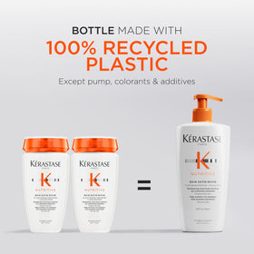 KÉRASTASE ingredient label close-up showing plant proteins and niacinamide
