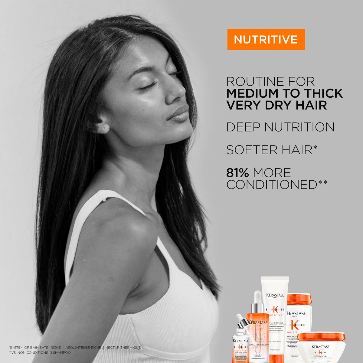 KÉRASTASE ingredient label close-up highlighting plant proteins