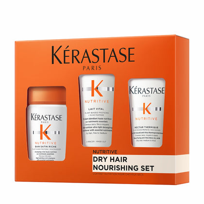 KÉRASTASE front packaging showing trio set and travel convenience