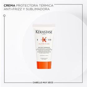 KÉRASTASE leave-in applied to towel-dried hair for heat protection