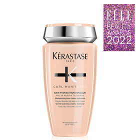 KÉRASTASE packaging label close-up showing sulfate-free and curl-focused claims