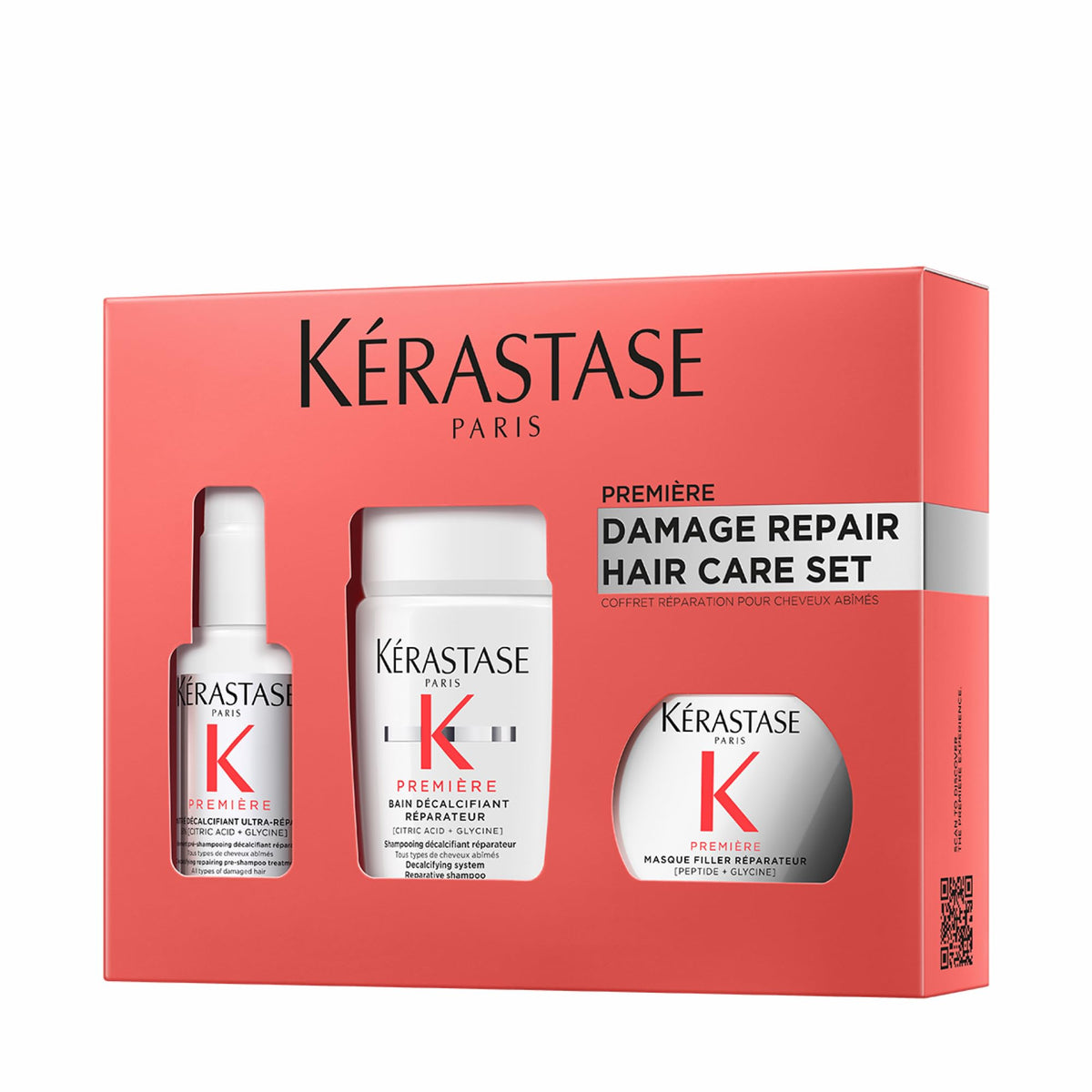 KÉRASTASE front packaging of discovery set showing trio and benefits